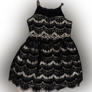 Black & Gold Velvet Layered Dress Size 10 Girls